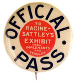 RACINE-SATTLEY'S "OFFICIAL PASS."