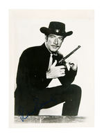 "HAVE GUN WILL TRAVEL" RICHARD BOONE SIGNED BUSINESS CARD/PHOTO.