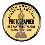 "ACADEMY AWARDS PHOTOGRAPHER" 1953 BUTTON.