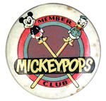 "MICKEYPOPS" SCARCE 1950s CLUB BUTTON.