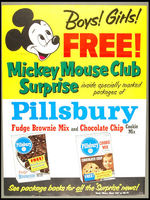 "MICKEY MOUSE CLUB/PILLSBURY" LOT INCLUDING STORE SIGNS, BOX FLAT, PATCH SET.