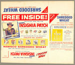 "FREE INSIDE OFFICIAL RIN-TIN-TIN STICK-ON INSIGNIA PATCH" NABISCO SHREDDED WHEAT BOX FLAT W/SET OF