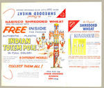 "RIN TIN TIN INDIAN TOTEM POLE" NABISCO SHREDDED WHEAT PREMIUM ACTUAL ORIGINAL ART W/SAMPLE BOX.