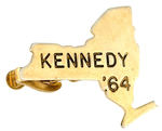 ROBERT KENNEDY FIGURAL NEW YORK STATE SHAPED BRASS TIE CLIP FROM 1964.