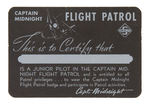 "CAPTAIN MIDNIGHT FLIGHT PATROL" FIRST MEMBERSHIP CARD 1939.