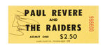 "PAUL REVERE AND THE RAIDERS" TICKET W/MARK LINDSAY AUTOGRAPH.