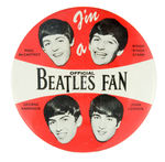 BEATLES 1964 CLASSIC BUTTON IN LITHO 4" SIZE FROM HAKE COLLECTION & CPB.