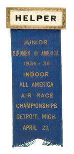 RARE "HELPER" BADGE FOR JUNIOR BIRDMEN OF AMERICA MODEL AIRPLANE RACE.