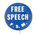 HISTORIC 1960S "FREE SPEECH F.S.M." BERKELEY BUTTON