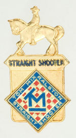 TOM MIX "STRAIGHT SHOOTER" MINT BADGE GOLD FOIL VERSION 1937 RALSTON PREMIUM.