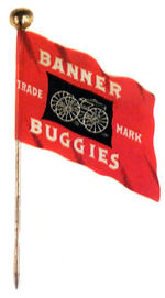 "BANNER BUGGIES" CELLULOID FLAG STICKPIN.