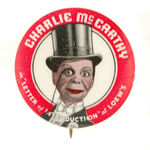 "CHARLIE McCARTHY" RARE 1938 MOVIE BUTTON.