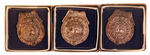 BOXED JUVENILE LAW ENFORCEMENT BADGES.