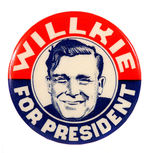 "WILLKIE FOR PRESIDENT" SCARCE CELLULOID PIN-BACK.