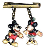 MICKEY/MINNIE CELLULOID FIGURES BAR PIN.