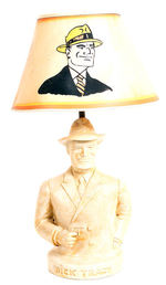 "DICK TRACY" THREE-DIMENSIONAL PLASTER LAMP W/ORIGINAL SHADE.