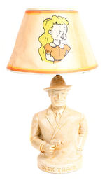 "DICK TRACY" THREE-DIMENSIONAL PLASTER LAMP W/ORIGINAL SHADE.