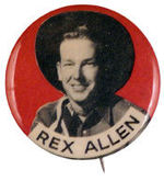 "REX ALLEN" PORTRAIT BUTTON.