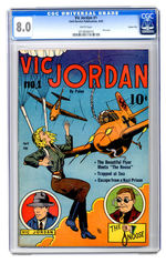 VIC JORDAN #1 APRIL 1945 CGC 8.0 WHITE PAGES CARSON CITY COPY.