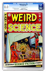 WEIRD SCIENCE #8 JULY AUGUST 1951 CGC 8.0 LIGHT TAN TO OFF-WHITE PAGES.