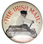 "IRISH MAIL" EARLY TOY VEHICLE BUTTON.