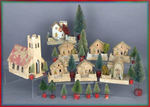 CHRISTMAS SCENE BUILDINGS/TREES/ANIMALS/ORNAMENTS EXTENSIVE GROUP.