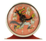 "INGERSOLL" ANIMATED THREE LITTLE PIGS ALARM CLOCK.