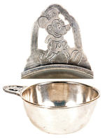 MICKEY MOUSE SILVER PLATE CEREAL BOWL.