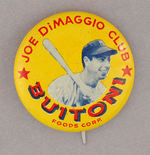 RARE 1950s "JOE DiMAGGIO CLUB" ADVERTISING BUTTON.