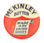 HISTORIC "McKINLEY BUTTON" 1896 LAPEL STUD WITH PATENT TEXT.