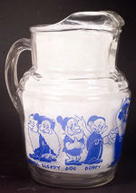 SNOW WHITE AND THE SEVEN DWARFS RARE GLASS PITCHER.