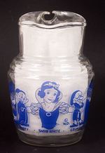 SNOW WHITE AND THE SEVEN DWARFS RARE GLASS PITCHER.