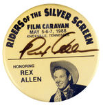 "REX ALLEN" AUTOGRAPHED FILM CONVENTION BUTTON.