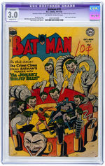 "BATMAN" #73 OCTOBER-NOVEMBER 1952 CGC RESTORED APPARENT 3.0 SLIGHT C-1 GOOD/VG.