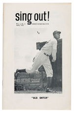 "SING OUT!" 1954 FOLK SINGER MAGAZINE FEATURING SATCHEL PAIGE COVER PHOTO AND SONG.