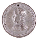 HARRISON 1840 SCARCE AND LARGE MEDALET WITH SIX SOLDIERS.