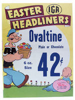 POPEYE RARE EASTER THEME OVALTINE PUCK STORE SIGN.