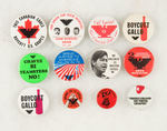 FARM WORKERS CAUSE AND BOYCOTT 1970s BUTTONS FROM THE LEVIN COLLECTION.