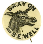 McKINLEY 1896 RARE ANTI-BRYAN CARTOON SLOGAN BUTTON.