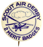 "SCOUT AIR DERBY" BOY SCOUT BUTTON SHOWING AUTOGIRO.