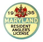 "MARYLAND 1935 RESIDENTS ANGLERS LICENSE."