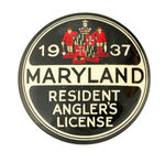 "MARYLAND 1937 RESIDENT ANGLERS LICENSE."