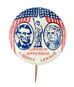 RARE "LINCOLN/JEFFERSON" JUGATE ISSUED CIRCA 1934 BY CONSERVATIVE DEMOCRATS "LIBERTY LEAGUE."