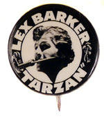 "LEX BARKER TARZAN" REAL PHOTO BUTTON.