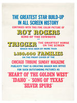 “ROY ROGERS KING OF THE COWBOYS AND TRIGGER SMARTEST HORSE IN MOVIES” POSTER.