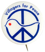 "VILLAGERS FOR PEACE" NYC GREENWICH VILLAGE LATE 60S ANTI-WAR BUTTON