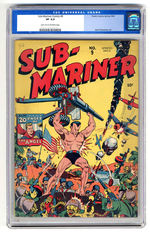 SUB-MARINER COMICS #9 SPRING 1943 CGC 8.0 LIGHT TAN TO OFF-WHITE PAGES.
