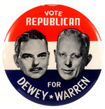 "VOTE REPUBLICAN FOR DEWEY WARREN" BUTTON.