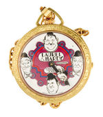 "LAUREL & HARDY" PENDANT WATCH ON CHAIN BY DIRTY TIME COMPANY.