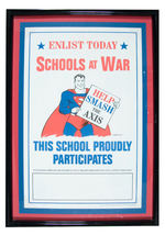 SUPERMAN "SCHOOLS AT WAR" FRAMED SIGN.